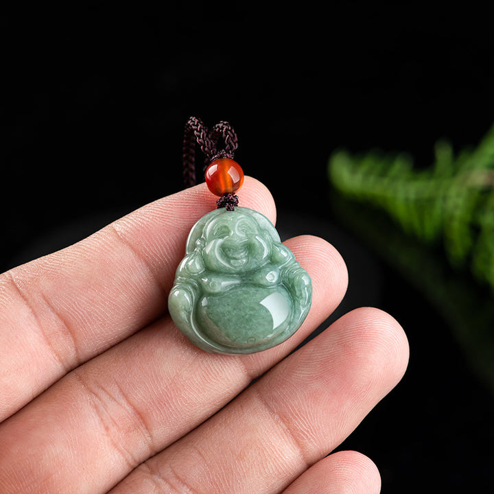 Buddha Stones Lachender Buddha Cyan Jade Success Halskette String Anhänger - image 7
