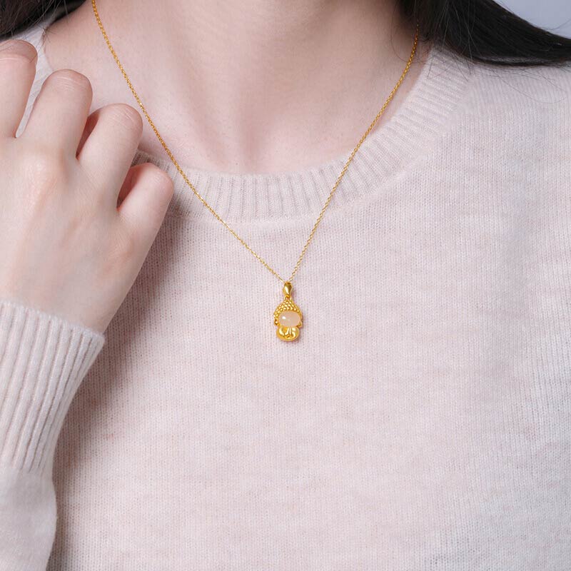 Weiß Jade-Buddha-Halskette mit Erfolgsanhänger - image 10