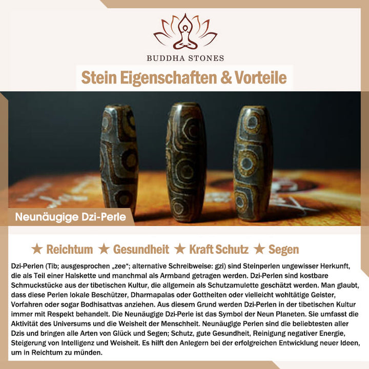 Buddha Stones Tibetischer Neun-Augen-Dzi-Perlenschutz-Segen-Schnur-Halskettenanhänger