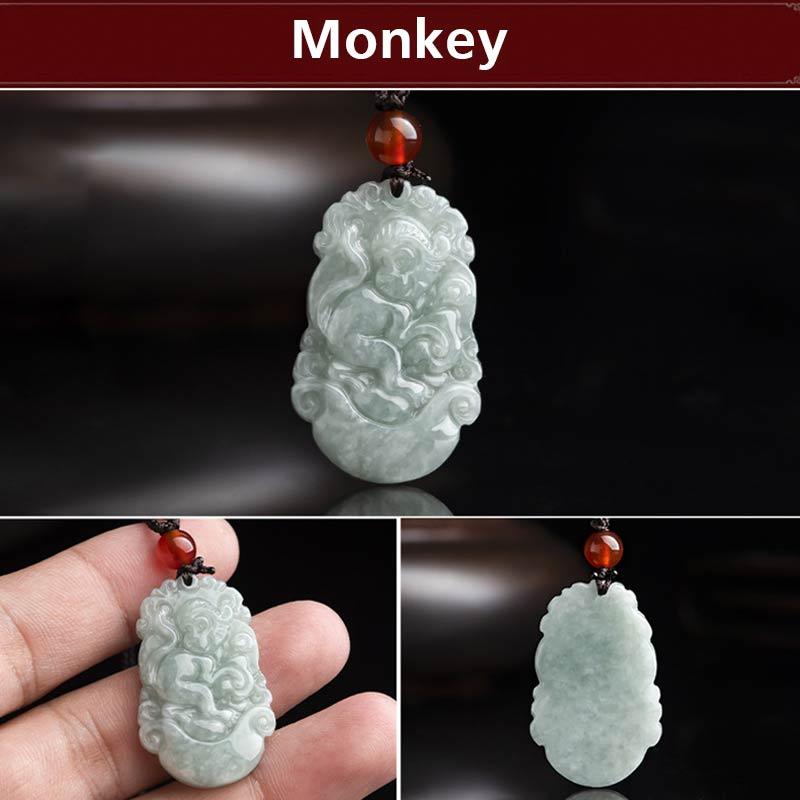 Buddha Stones, natürliche Jade, 12 chinesische Sternzeichen, Erfolgs-Anhänger-Halskette - Affe - image 34