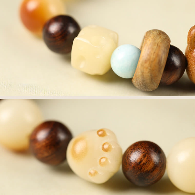 Buddha Stones Natürliches Bodhi-Samen-Sandelholz-glückliches, süßes Katzenkopf-Pfoten-Klauen-Friedensarmband - image 5