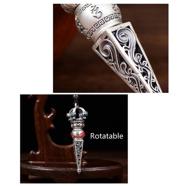 Buddha Stones, tibetischer Om Mani Padme Hum Dorje Vajra Design, Weisheit, drehbarer Halsketten-Anhänger - image 8