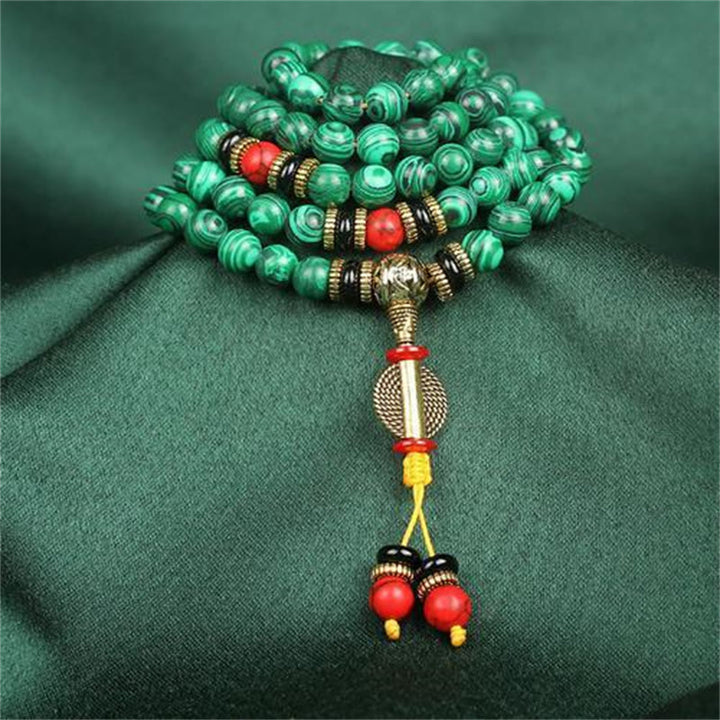 Buddha Stones Tibetische 108 Mala Malachit Perlen Armband Halskette