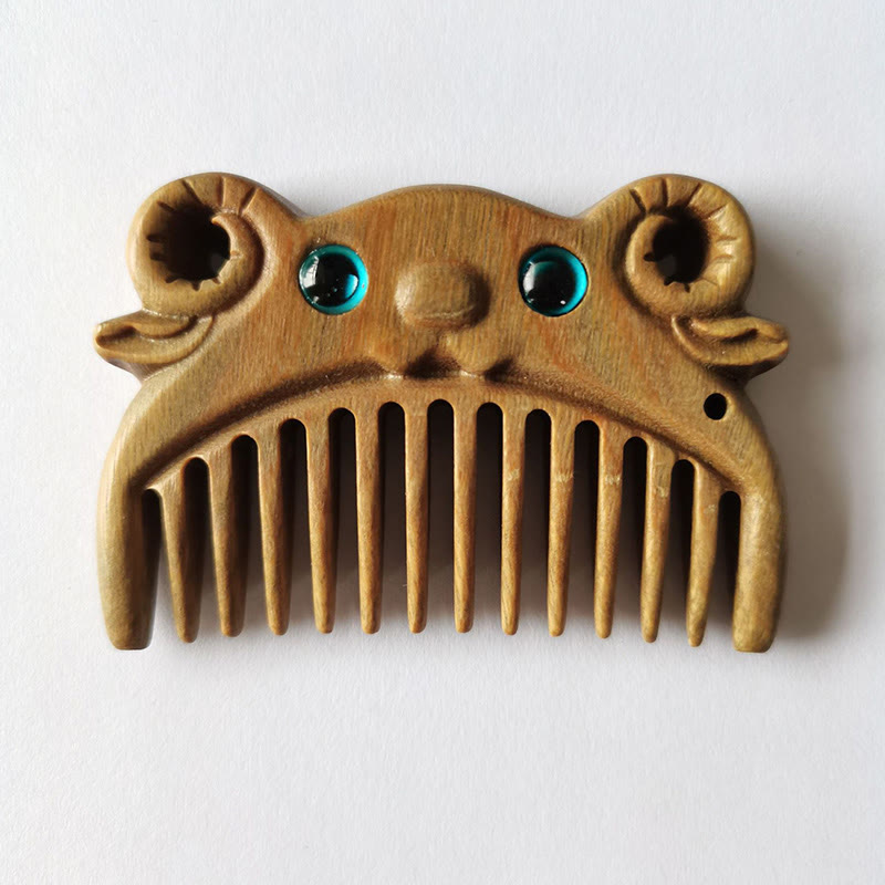 Tragbarer Mini-Kamm mit chinesischem Sternzeichen, grünem Sandelholz, Frieden