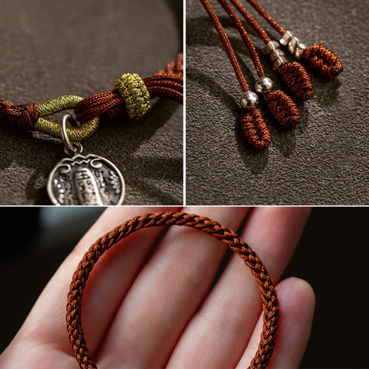 Buddha Stones Handgefertigtes Armband aus 925er-Sterlingsilber, fünf Richtungen, Götter des Reichtums, Glück, Schutz, Schnurgeflecht - image 9