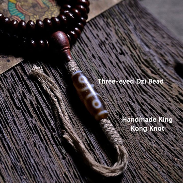 Buddha Stones Natural Tibet 108 Mala Perlen Lila Bodhi Samen Dreiäugige Dzi Perle Kupfer Dorje Harmonie Armband
