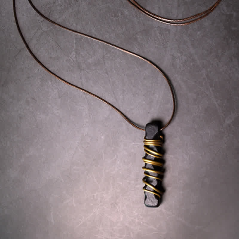 Buddha Stones Tibet Ebenholz Kupfer Balance Peace Halskette Anhänger - image 3