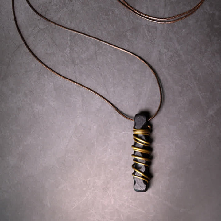 Buddha Stones Tibet Ebenholz Kupfer Balance Peace Halskette Anhänger - image 3