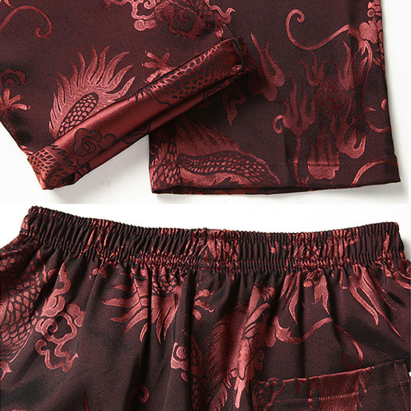 Buddha Stones Tang Anzug Männer Hanfu Chinesischer Drache Traditionelle Kleidung Kung Fu Hemd Uniform Langärmeliger Mantel Tops und Hosen Kleidung Herren Set - image 8