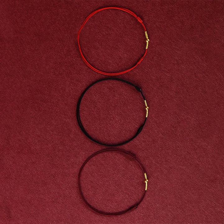 Buddha Stones 925 Sterling Silber Goldenes Perlenschutz-Fußkettchen aus geflochtenem Seil