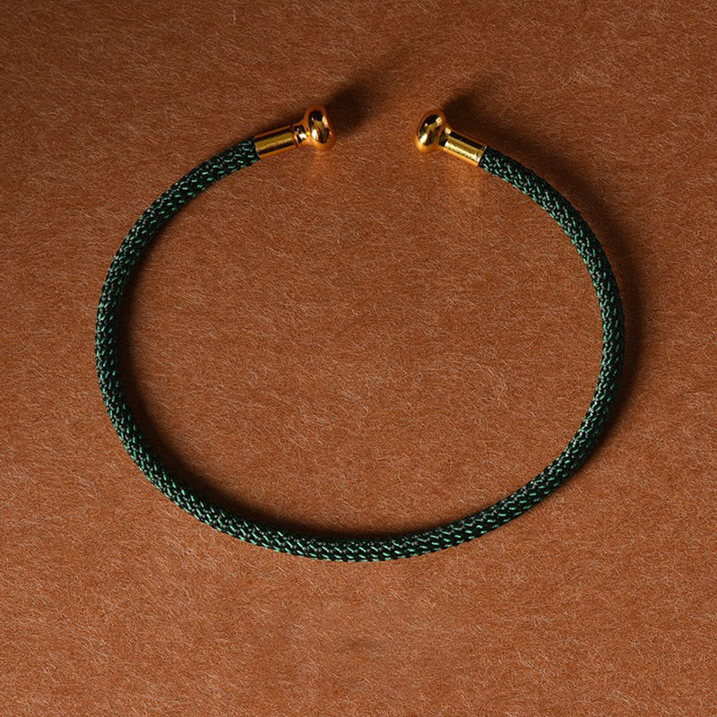 Buddha Stones, schlichtes Design, handgefertigtes Glücksgeflecht-Manschettenarmband - Dunkelgrün - image 27