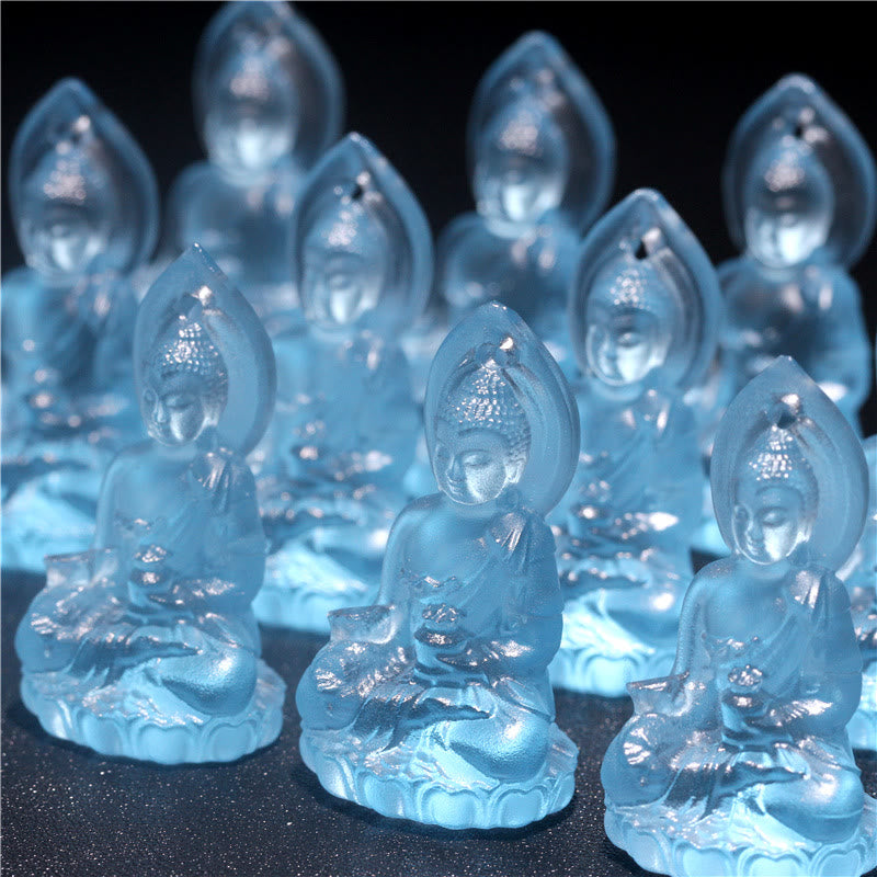 Buddha Stones, blauer Tathagata-Buddha-Medizin-Buddha-Liuli-Kristall, Serenity-Amulett-Halskettenanhänger - image 13