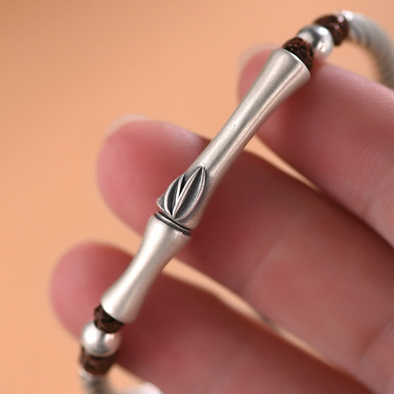 999 Sterling Silber Bambusmuster Zikade Glück Reichtum Armband - image 9