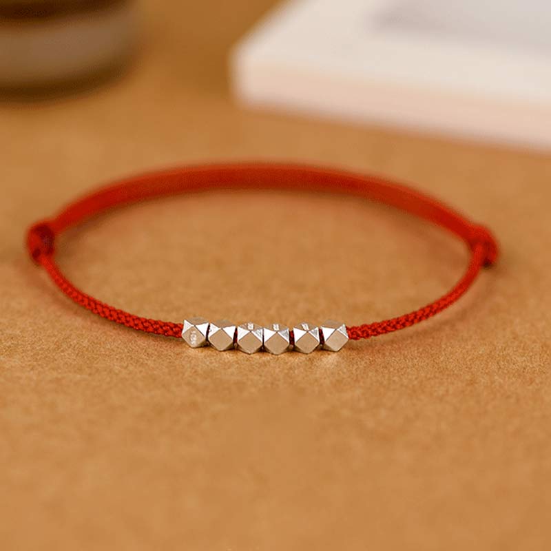 Buddha Stones 925 Sterling Silber Rote Schnur Geflecht Armband Fußkettchen
