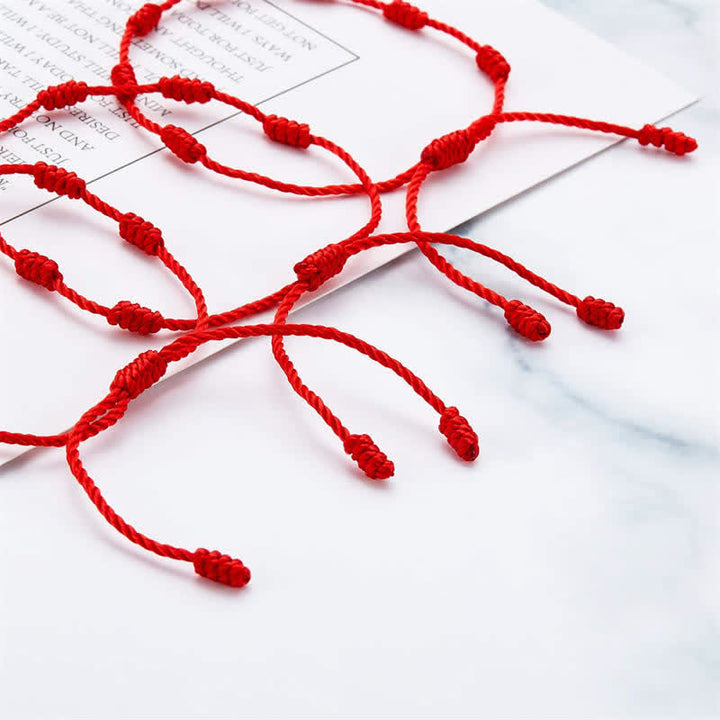 Buddha Stones 4-teiliges Evil Eye Seven Knot Red String Schutzarmband
