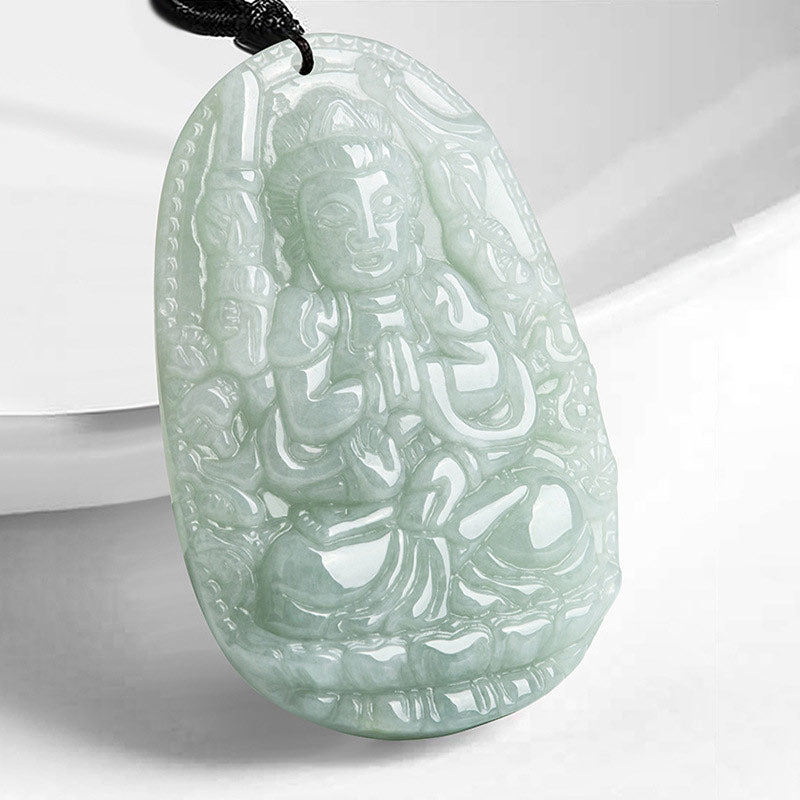 Buddha Stones Chinesisches Sternzeichen Natal Buddha Jade Reichtum Wohlstand Halskette Anhänger - Ratte - image 1