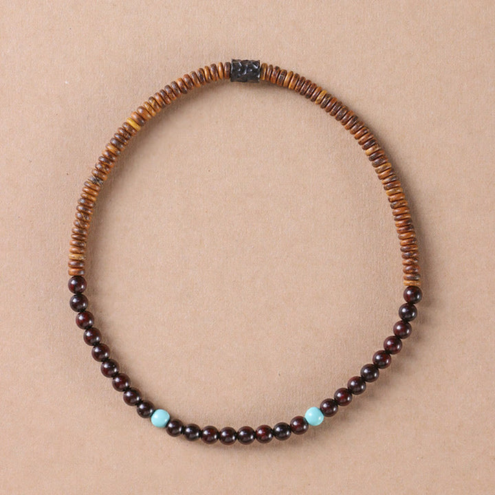 Buddha Stones Sandelholz Kleines Blatt Rotes Sandelholz Türkis Schutz Doppelwickelarmband