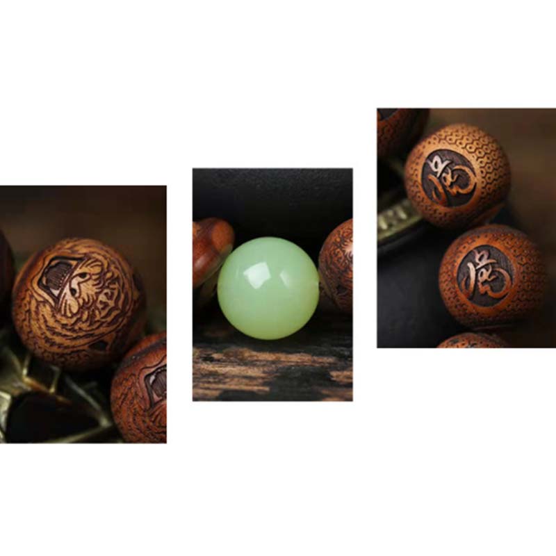 Buddha Stones Tibetisches Palisander-Gravur-Tigerschutzarmband