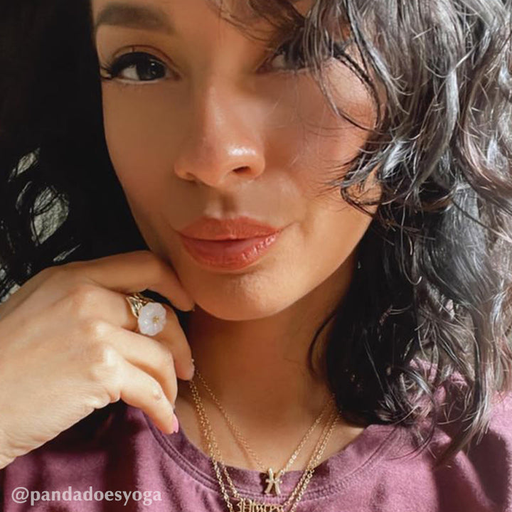 Buddha Stones Glücksring aus 925er Silber, Kupfer, Weiß Jade, Pflaumenblütenblatt