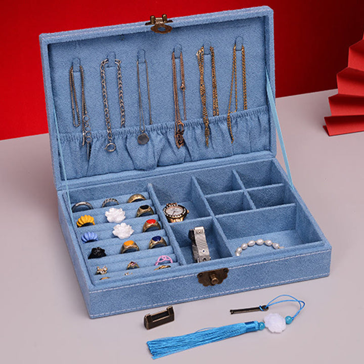 Buddha Stones, schlichtes Design, Schmuckschatulle, Organizer, einlagige Flanell-Schmuckaufbewahrungsbox mit Schloss - image 17