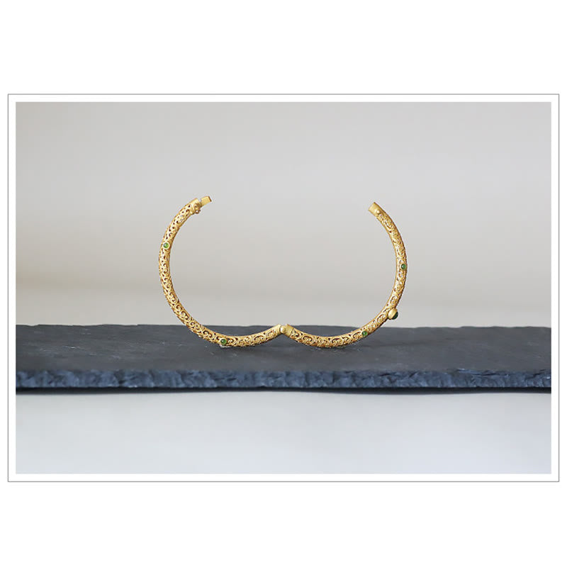 Buddha Stones Cyan Jade Kupfer Glücksverheißende Wolken Calm Healing Armband Armreif