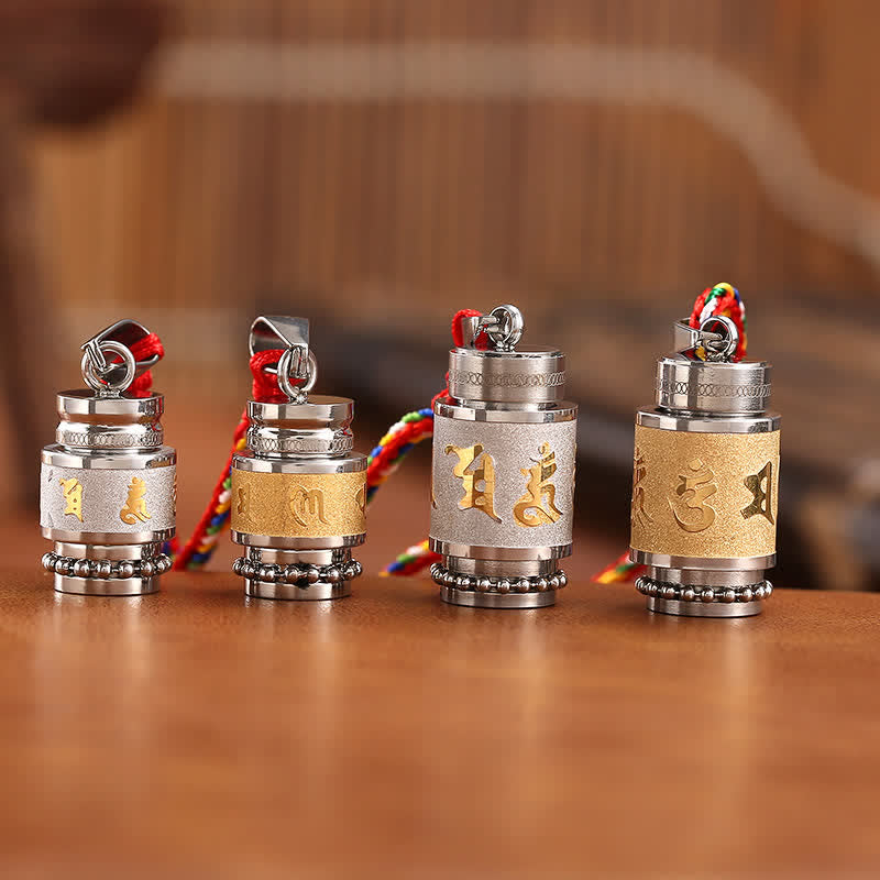 Buddha Stones Tibet Om Mani Padme Hum Shurangama Mantra Titan Stahl Weisheit Amulett Halskette Anhänger - image 2