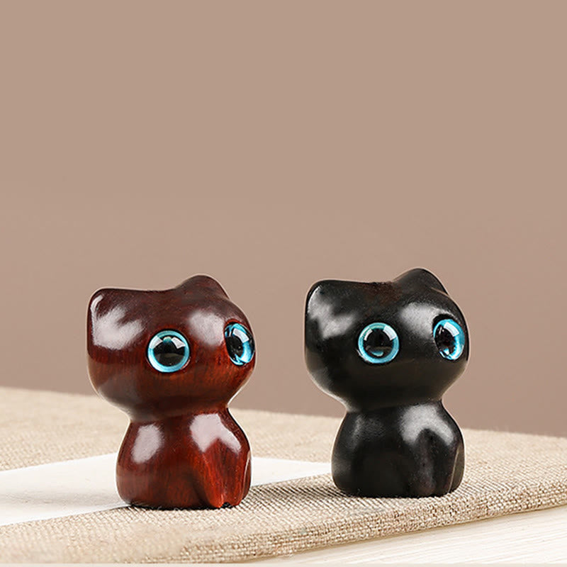 Buddha Stones, Mini-Schlüsselanhänger, kleines Blatt, rotes Sandelholz, Ebenholz, glückliche Katze, hübsches Kätzchen, Frieden, Schlüsselanhänger, Dekoration zum Aufhängen am Telefon - image 18