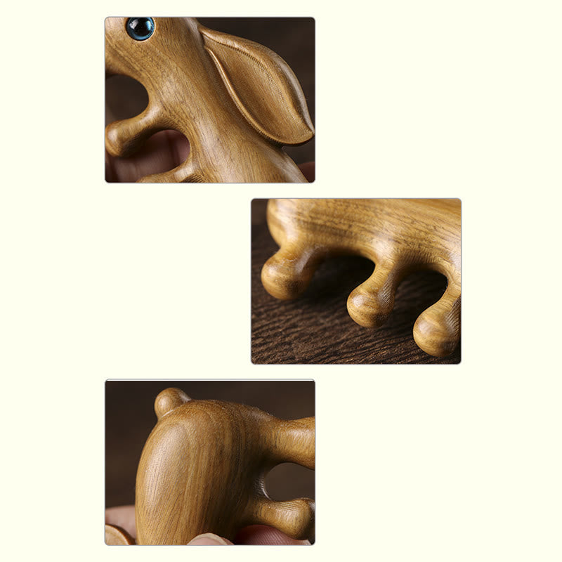 Kleines Blatt, rotes Sandelholz, grünes Sandelholz, schöner Häschen-Entspannungs-Massagekamm