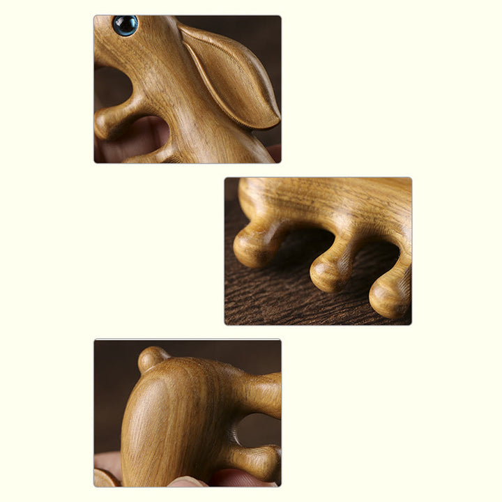 Kleines Blatt, rotes Sandelholz, grünes Sandelholz, schöner Häschen-Entspannungs-Massagekamm