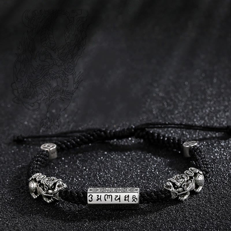 Buddha Stones Double PiXiu Feng Shui Kupfer Münze Om Mani Padme Hum String Armband - image 13