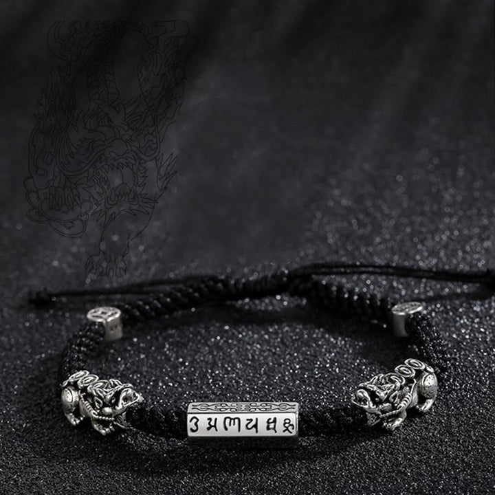 Buddha Stones Double PiXiu Feng Shui Kupfer Münze Om Mani Padme Hum String Armband - image 13