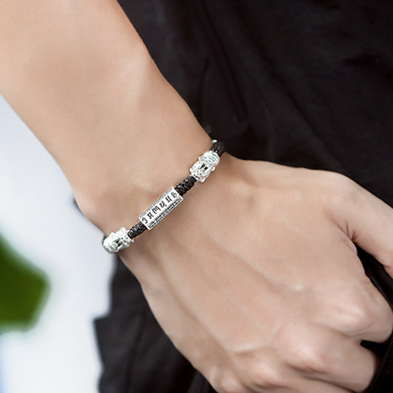 Buddha Stones Double PiXiu Feng Shui Kupfer Münze Om Mani Padme Hum String Armband - image 9