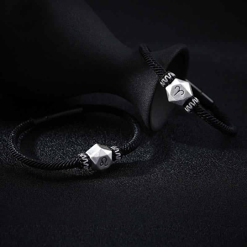 Buddha Stones 999 Sterling Silber 12 Sternbilder des Tierkreises Schutz Handgefertigtes Schnurarmband - image 1