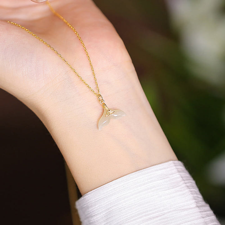 925 Sterling Silber natürliche Hetian Jade Cyan Jade Glück lachender Buddha Schmetterling Halskette Anhänger - Fischschwanz - image 25