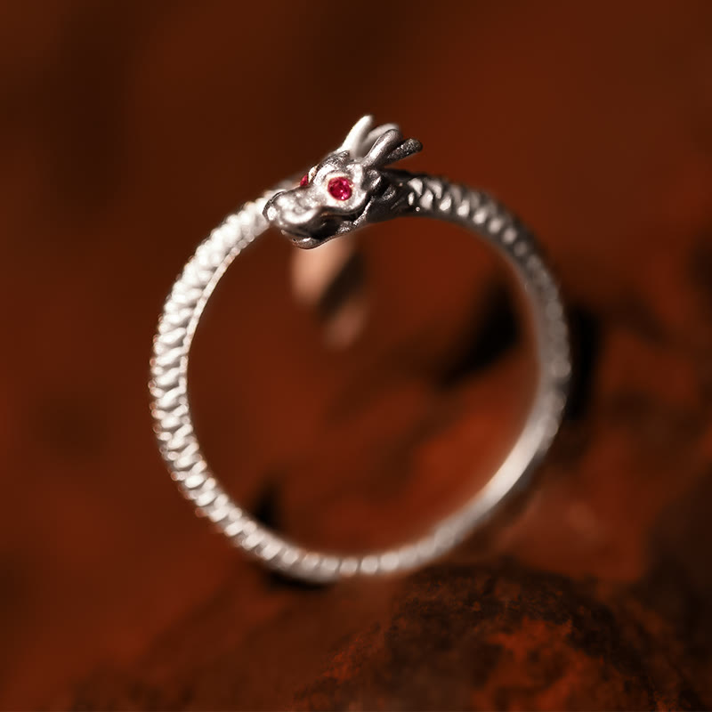 Buddha Stones 925 Sterling Silber Vintage Jahr des Drachen Glück Schutz Stärke verstellbarer Ring - image 11