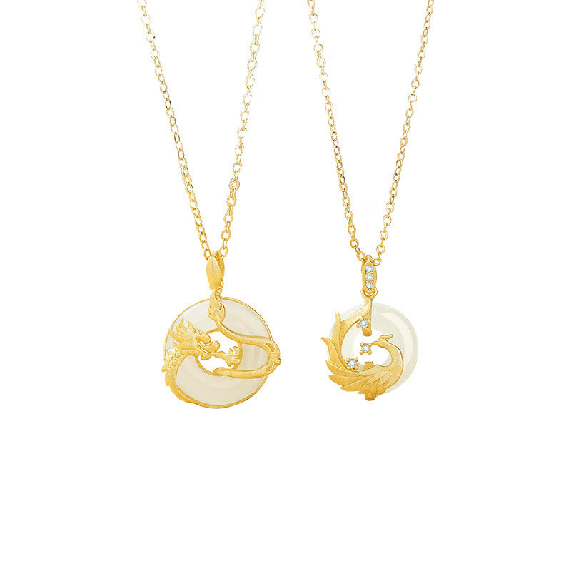 ❗❗❗Ein Blitzverkauf – Buddha Stones 925 Sterling Silber Jahr des Drachen Hetian Jade Goldener Drache Phönix Friedensschnalle Glückskettenanhänger - image 9