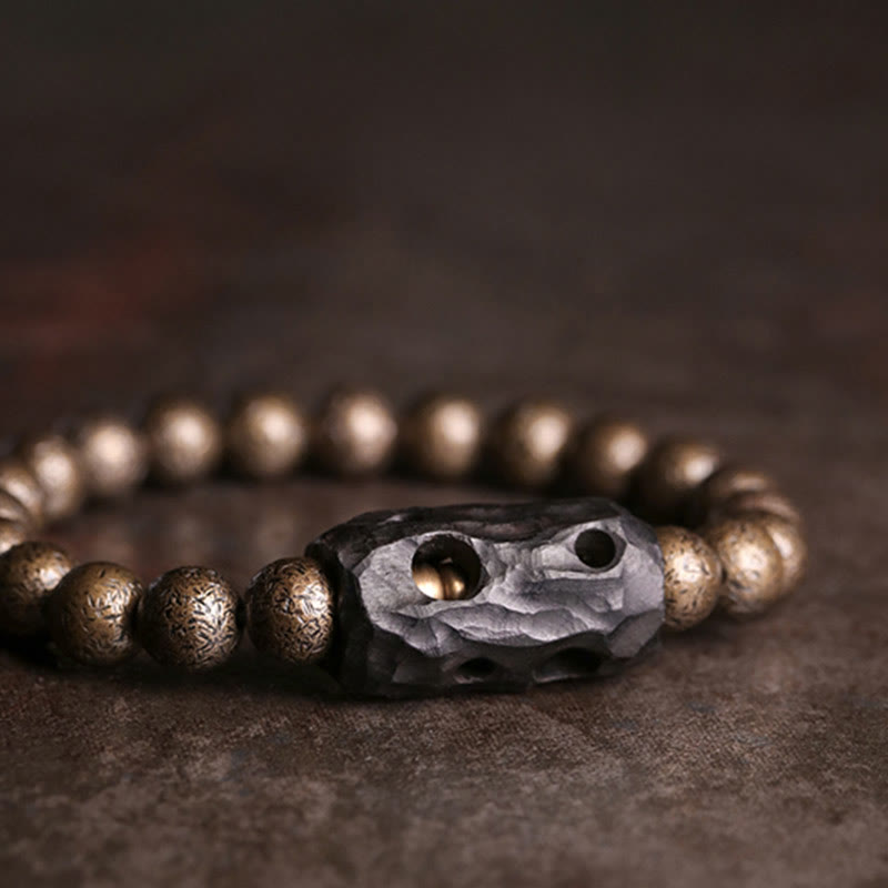 Buddha Stones Tibet Ebenholz Kupfer Peace Balance Perlenarmband