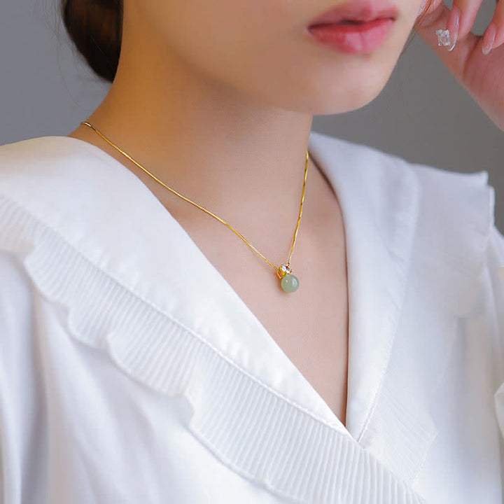 Buddha Stones, Glücksperle, Jade-Wohlstandskette, Halsketten-Anhänger