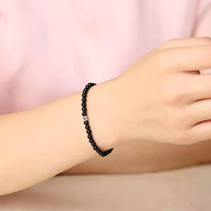 Buddha Stones natürliches schwarzes Obsidian-Rauchquarz-Reinigungs-Stärke-Armband