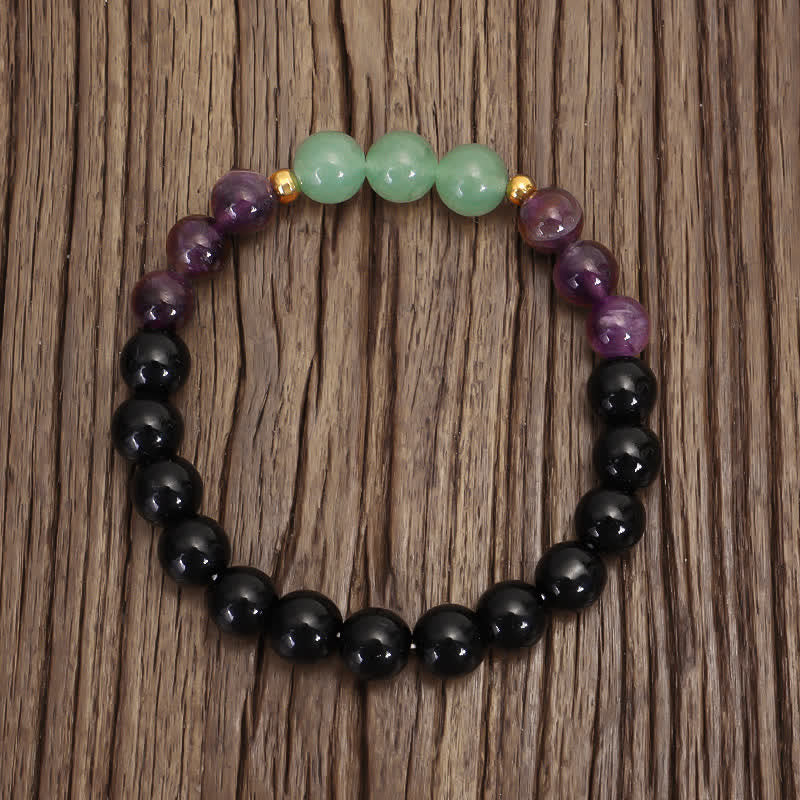 Buddha Stones 108 Mala-Perlen, Amethyst, grüner Aventurin, Lotus, Meditationsarmband