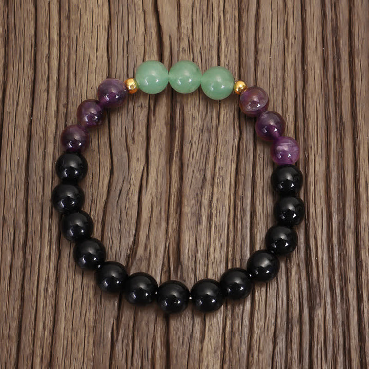 Buddha Stones 108 Mala-Perlen, Amethyst, grüner Aventurin, Lotus, Meditationsarmband