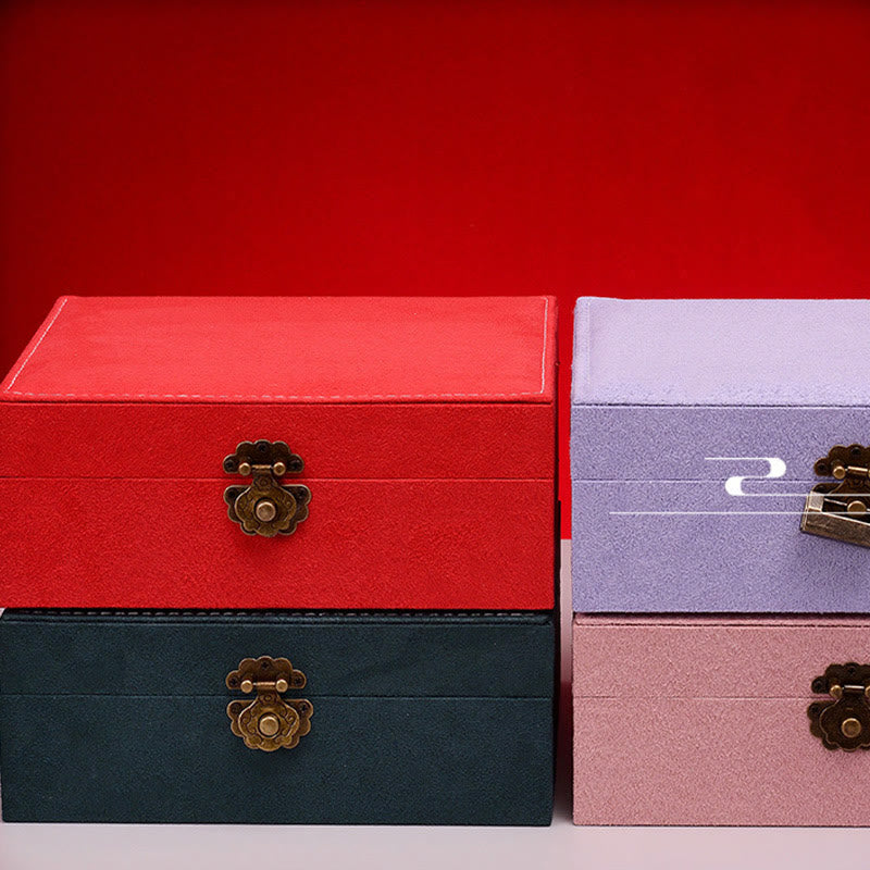 Buddha Stones, schlichtes Design, Schmuckkästchen, Organizer, zweilagige Schmuck-Aufbewahrungsbox, Flanell-Box mit Schloss - image 25