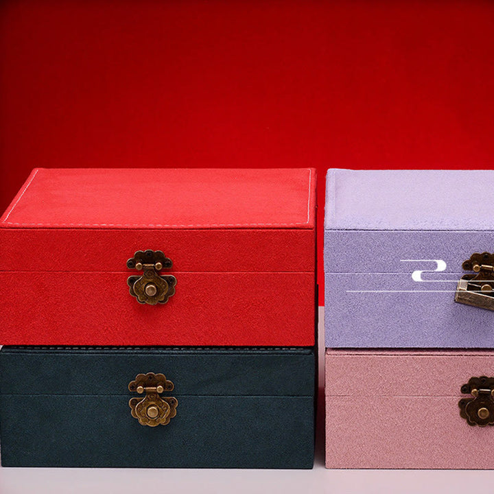 Buddha Stones, schlichtes Design, Schmuckkästchen, Organizer, zweilagige Schmuck-Aufbewahrungsbox, Flanell-Box mit Schloss - image 25