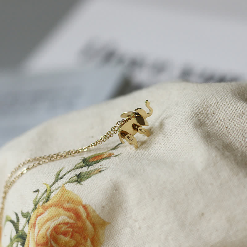 Elefant Titan Stahl Glück Halskette Kettenanhänger