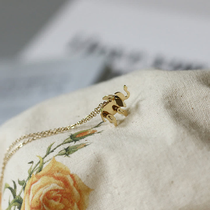 Elefant Titan Stahl Glück Halskette Kettenanhänger