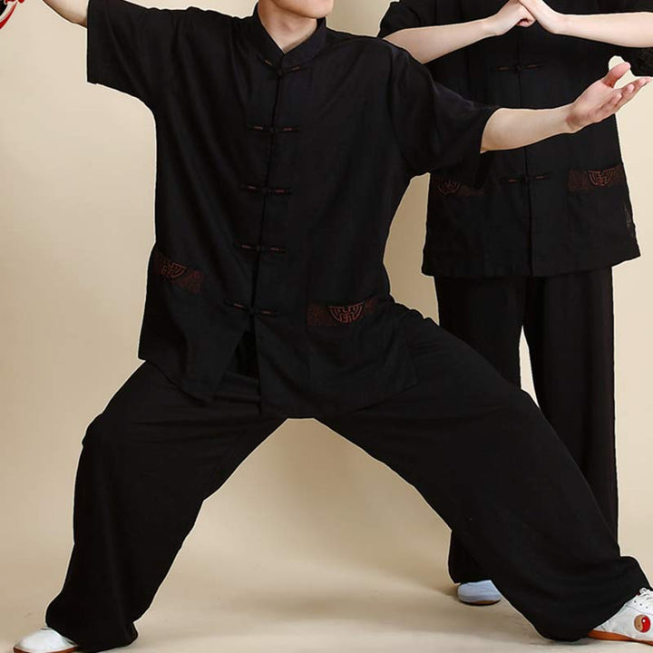 Buddha Stones, Meditation, Zen-Gebet, spirituelle Tai-Chi-Qigong-Praxis, Unisex-Stickerei-Kleidungsset - Kurzarm, schwarze Stickerei - US14, UK/AU18,EU46 (3XL) - image 24