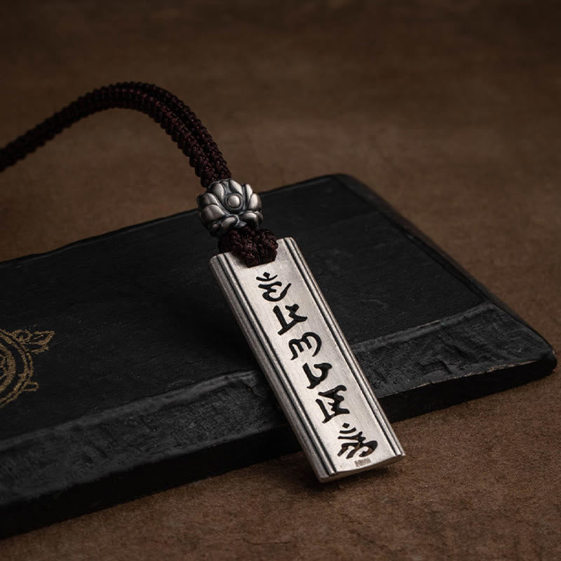 Buddha Stones 999 Sterling Silber Om Mani Padme Hum Halskette mit Lotus-Weisheitsgravur - image 16