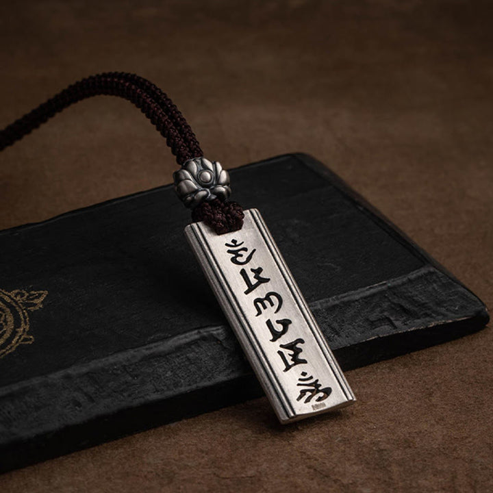 Buddha Stones 999 Sterling Silber Om Mani Padme Hum Halskette mit Lotus-Weisheitsgravur - image 16