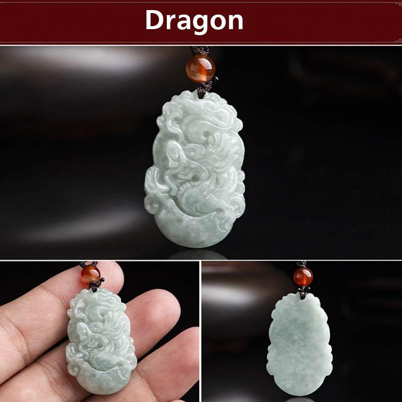 Buddha Stones, natürliche Jade, 12 chinesische Sternzeichen, Erfolgs-Anhänger-Halskette - Drachen - image 30