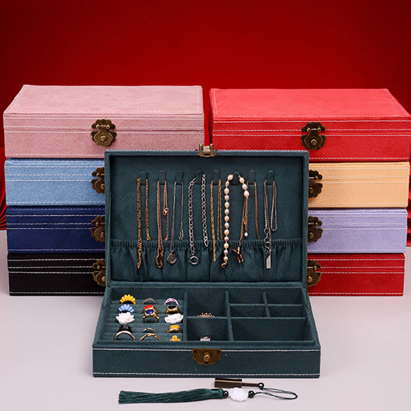 Buddha Stones, schlichtes Design, Schmuckschatulle, Organizer, einlagige Flanell-Schmuckaufbewahrungsbox mit Schloss - image 12